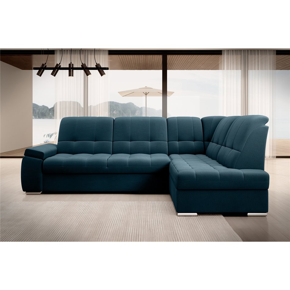 Угловой диван Elsado R, раздвижной, Nube 40, бархат, темно-синий, H95x272x192cm