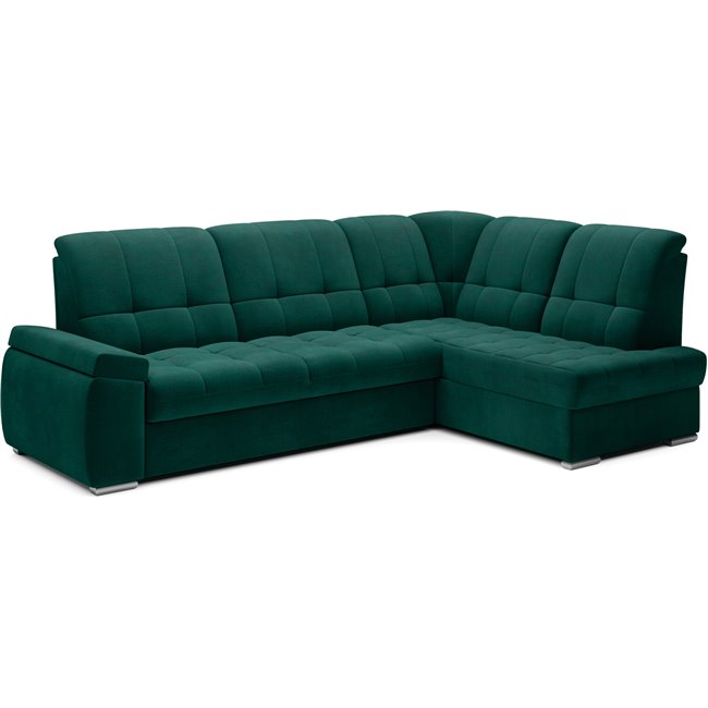 Угловой диван Elsado R, раздвижной, Nube 35, бархат, темно-зелёный, H95x272x192cm