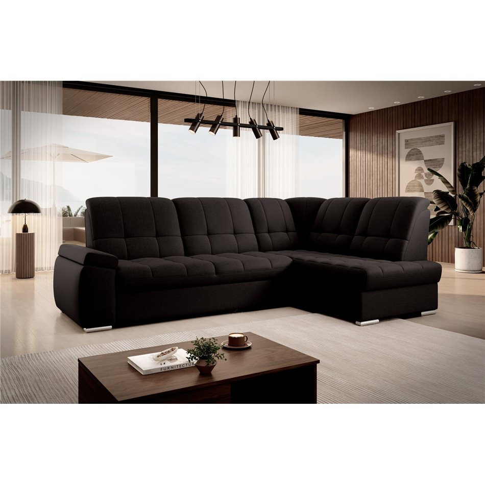 Угловой диван Elsado R, раздвижной, Flores 22, темно-коричневый, H95x272x192cm