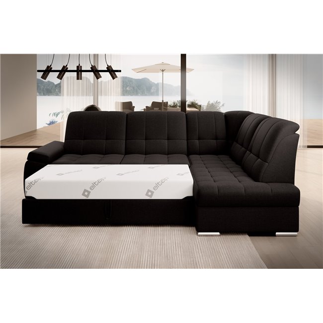 Угловой диван Elsado R, раздвижной, Flores 22, темно-коричневый, H95x272x192cm