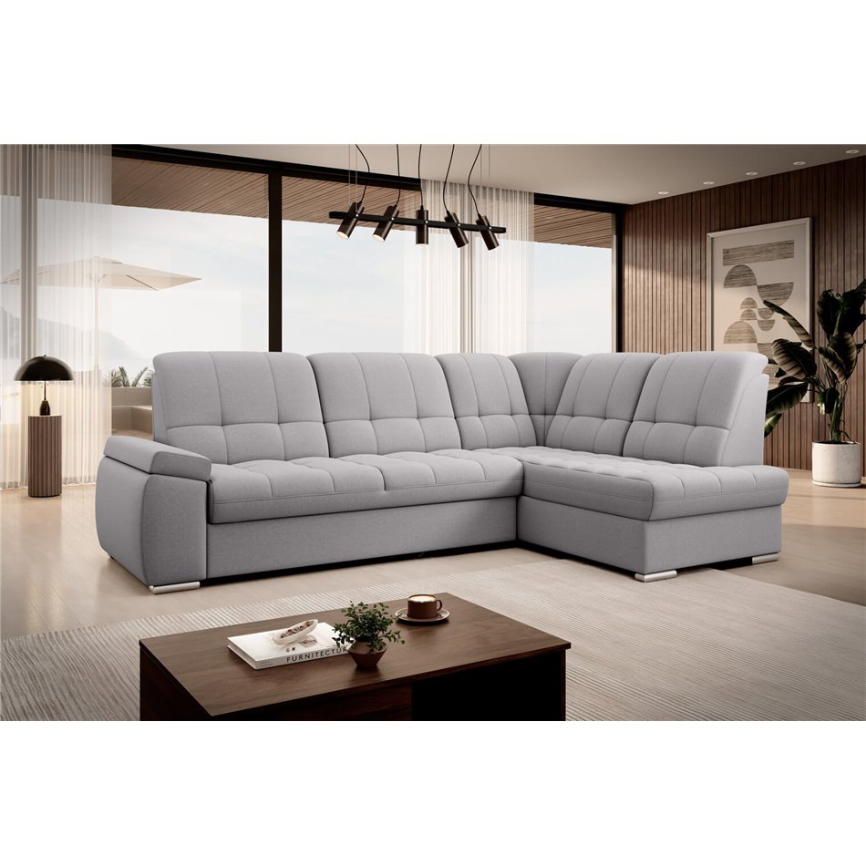 Угловой диван Elsado R, раздвижной, Gojo 04, серый, H95x272x192cm