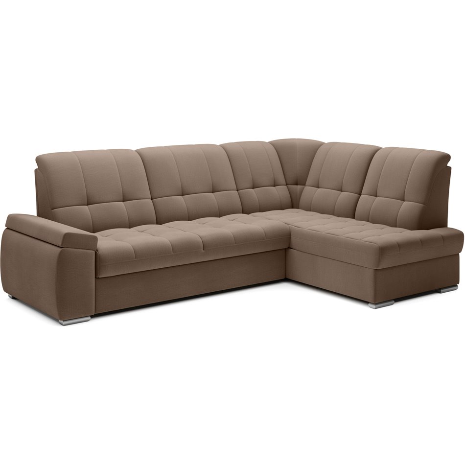 Угловой диван Elsado R, раздвижной, Nube 20, бархат, светло-коричневый, H95x272x192cm
