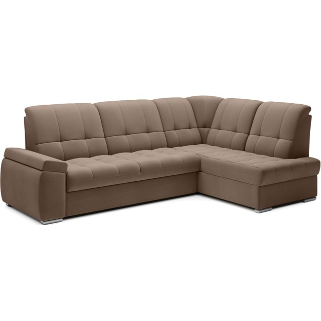 Угловой диван Elsado R, раздвижной, Nube 20, бархат, светло-коричневый, H95x272x192cm