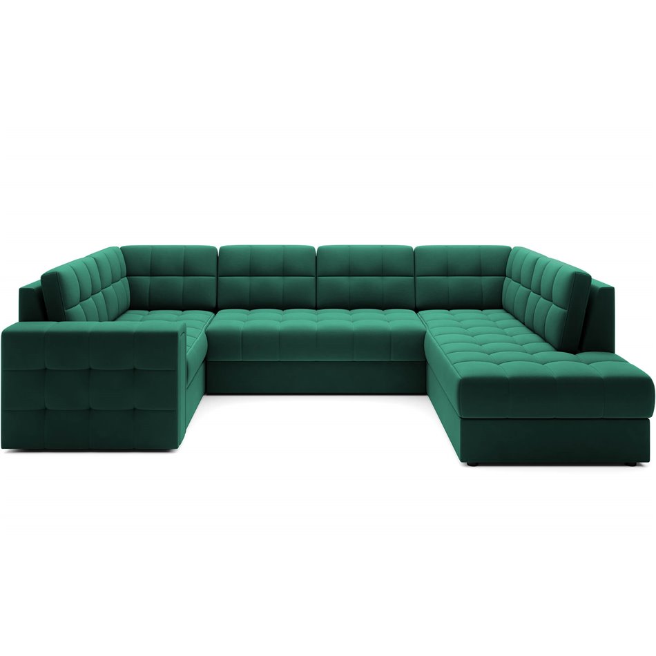 Corner sofa Elewett R, sleeping function, Lukso 35, velvet, green, H82x299x198cm