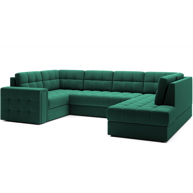 Corner sofa Elewett R, sleeping function, Lukso 35, velvet, green, H82x299x198cm