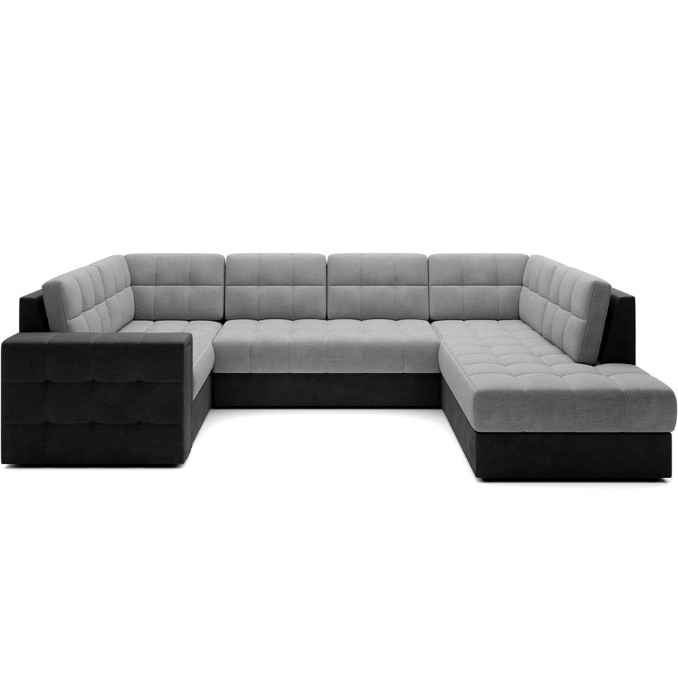 Corner sofa Elewett R, sleeping function, Monolith 84, Monolith 97, velvet, grey, H82x299x198cm