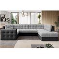 Corner sofa Elewett R, sleeping function, Monolith 84, Monolith 97, velvet, grey, H82x299x198cm