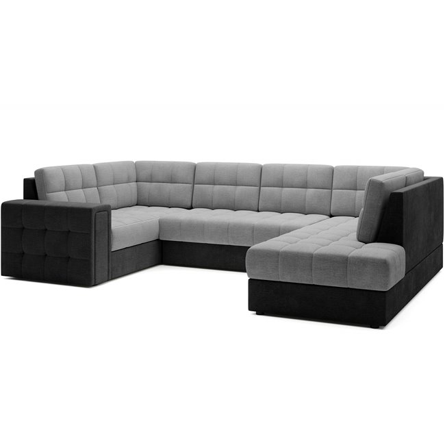 Corner sofa Elewett R, sleeping function, Monolith 84, Monolith 97, velvet, grey, H82x299x198cm