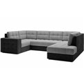 Corner sofa Elewett R, sleeping function, Monolith 84, Monolith 97, velvet, grey, H82x299x198cm
