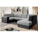 Corner sofa Elewett R, sleeping function, Monolith 84, Monolith 97, velvet, grey, H82x299x198cm