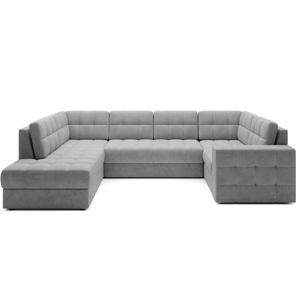 Corner sofa Elewett L, sleeping function, Monolith 85, velvet, grey, H82x299x198cm