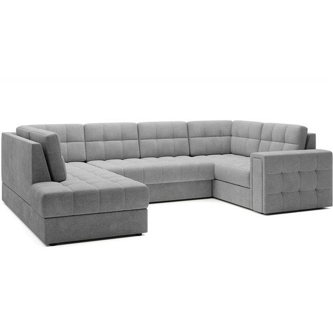 Corner sofa Elewett L, sleeping function, Monolith 85, velvet, grey, H82x299x198cm