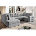 Corner sofa Elewett L, sleeping function, Monolith 85, velvet, grey, H82x299x198cm
