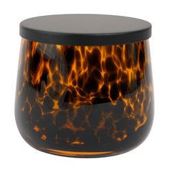 Round cotton jar DOTTY, black/brown, D10.3cm H8.7cm