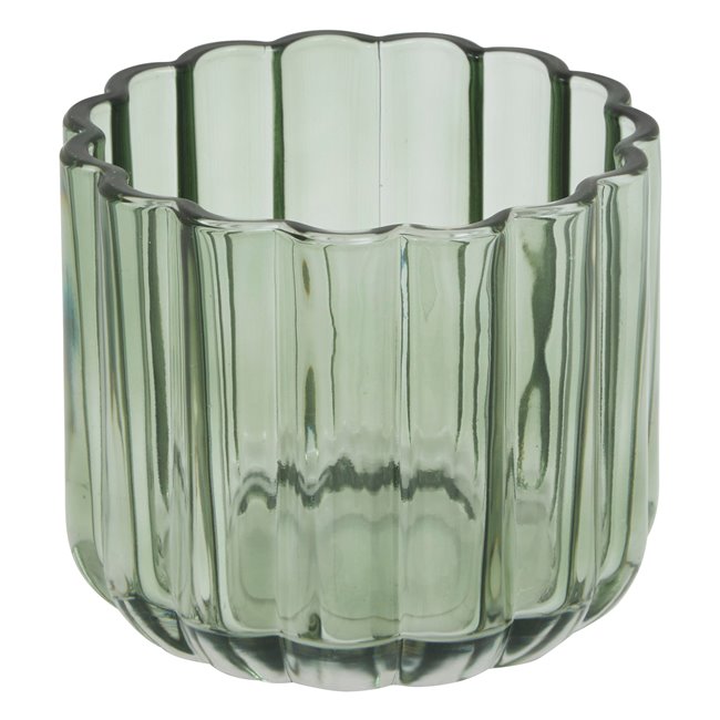 Round cotton jar GREEN FLOREA, D10.8cm H11.4cm