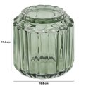 Round cotton jar GREEN FLOREA, D10.8cm H11.4cm