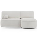 Угловой диван Elivosa R, раздвижной, Royal 01, букле, белый, H93x220x144cm