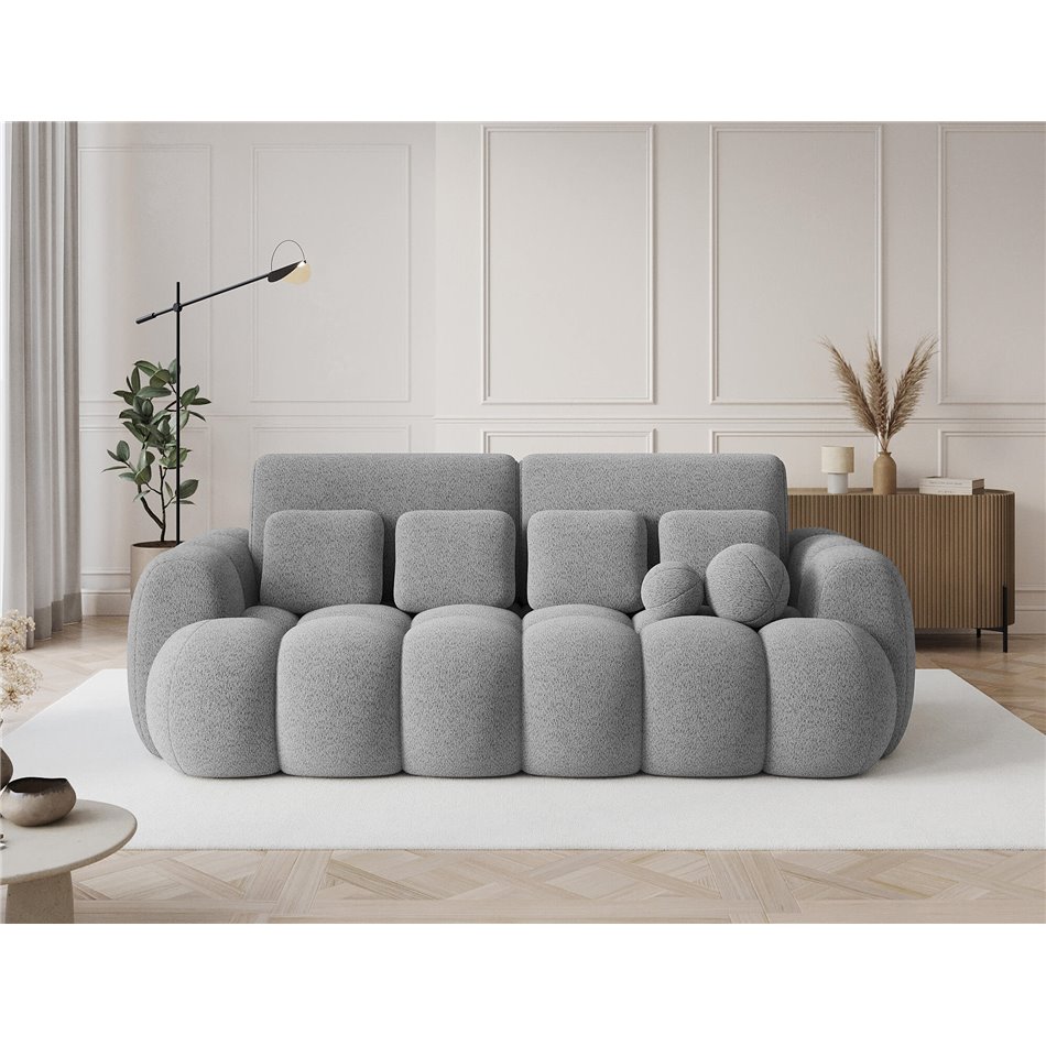 Sofa bed Elcotonn, sleeping function, Royal 04, boucle, grey, H105x256x119cm