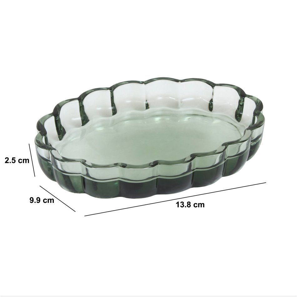 Soap dish GREEN FLOREA, H2.5x13.8x9.9cm