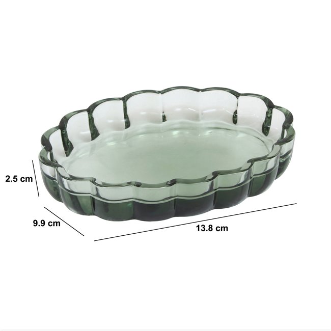Soap dish GREEN FLOREA, H2.5x13.8x9.9cm