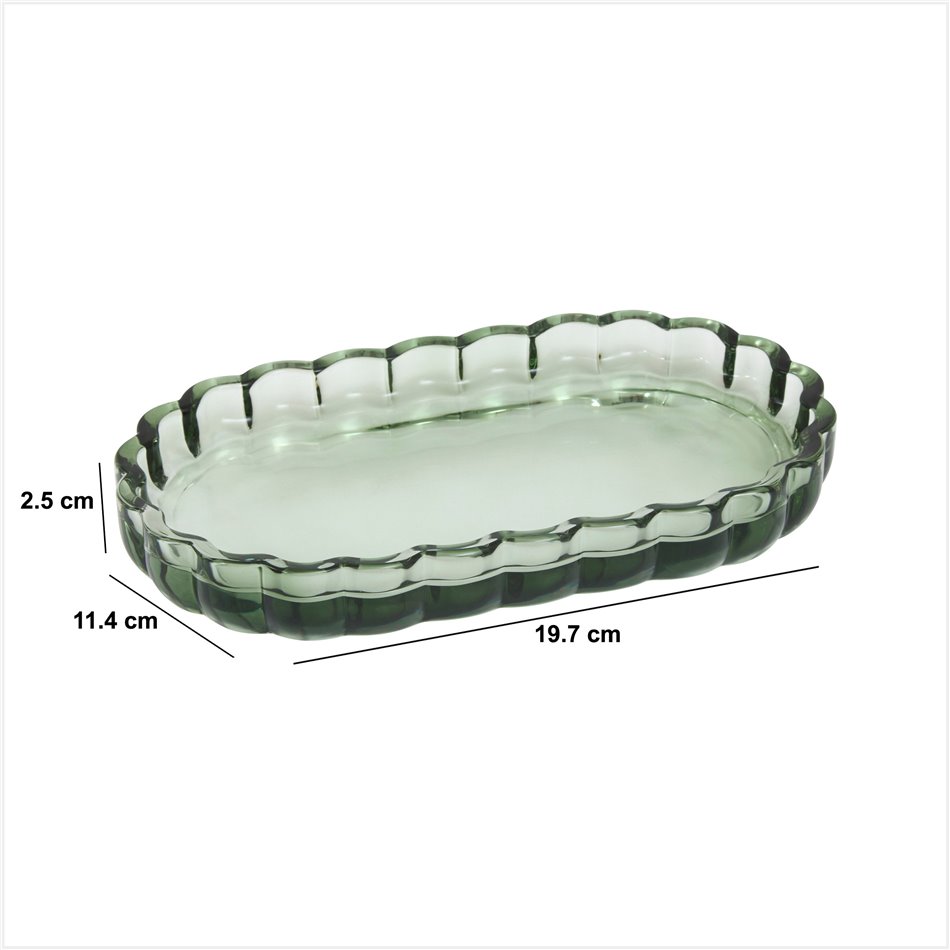 Soap dish GREEN FLOREA, H2.5x19.7x11.4cm