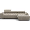 Угловой диван Elferlo R, раздвижной, Aura 18, бархат, бежевый, H93x285x181cm