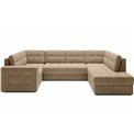 Corner sofa Elewett R, sleeping function, Monolith 09, velvet, light brown, H82x299x198cm