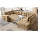 Corner sofa Elewett R, sleeping function, Monolith 09, velvet, light brown, H82x299x198cm