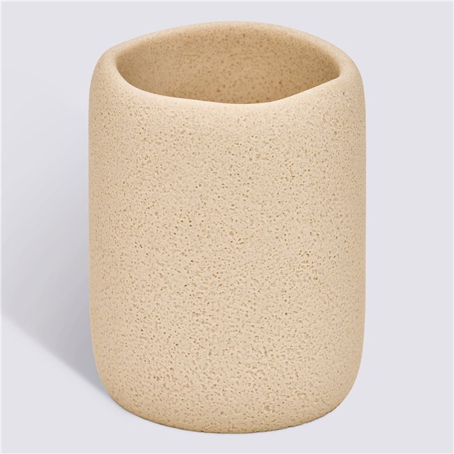 Teef brush holder OLEYA, beige, H9.9cm, D7.7cm