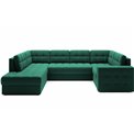 Corner sofa Elewett L, sleeping function, Lukso 35, velvet, green, H82x299x198cm