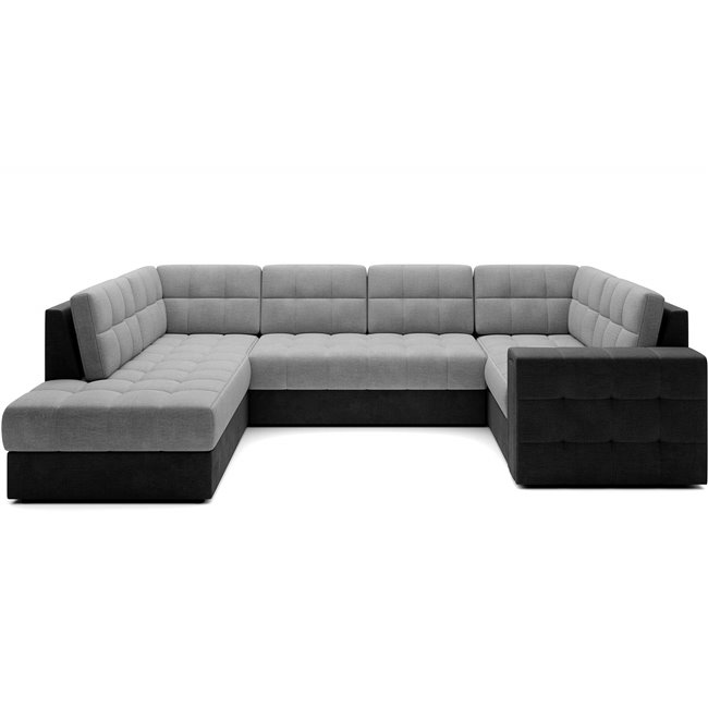 Corner sofa Elewett L, sleeping function, Monolith 84, Monolith 97, velvet, grey, H82x299x198cm