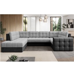 Corner sofa Elewett L, sleeping function, Monolith 84, Monolith 97, velvet, grey, H82x299x198cm