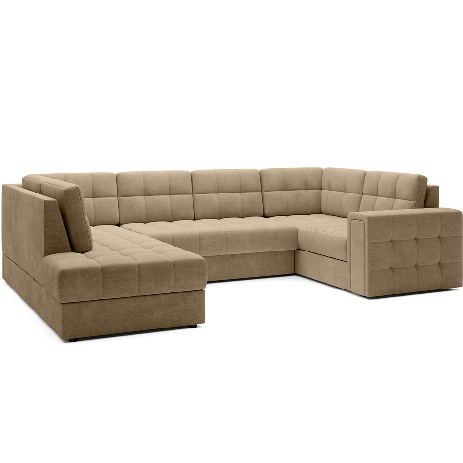 Corner sofa Elewett L, sleeping function, Monolith 09, velvet, light brown, H82x299x198cm
