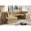 Corner sofa Elewett L, sleeping function, Monolith 09, velvet, light brown, H82x299x198cm