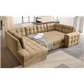 Corner sofa Elewett L, sleeping function, Monolith 09, velvet, light brown, H82x299x198cm