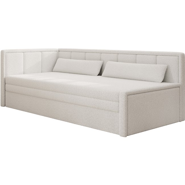 Sofa bed Elfulgeo L, sleeping function, Royal 01, boucle, white, H77x214x82cm