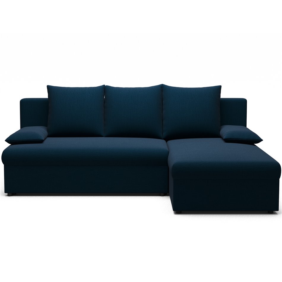 Угловой диван Elgino L/R Reversible, раздвижной, Nube 40, бархат, темно-синий, H90x201x143cm