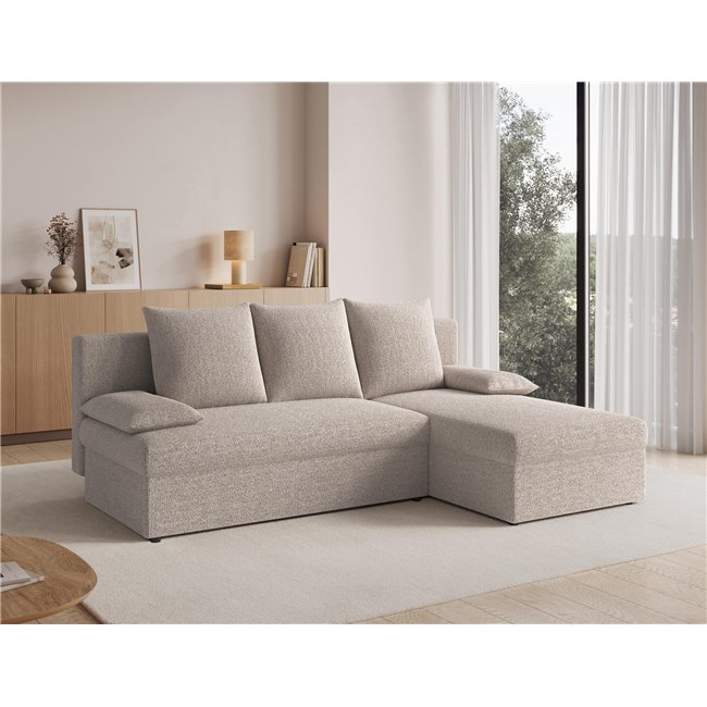 Угловой диван Elgino L/R Reversible, раздвижной, Royal 18, букле, бежевый, H90x201x143cm