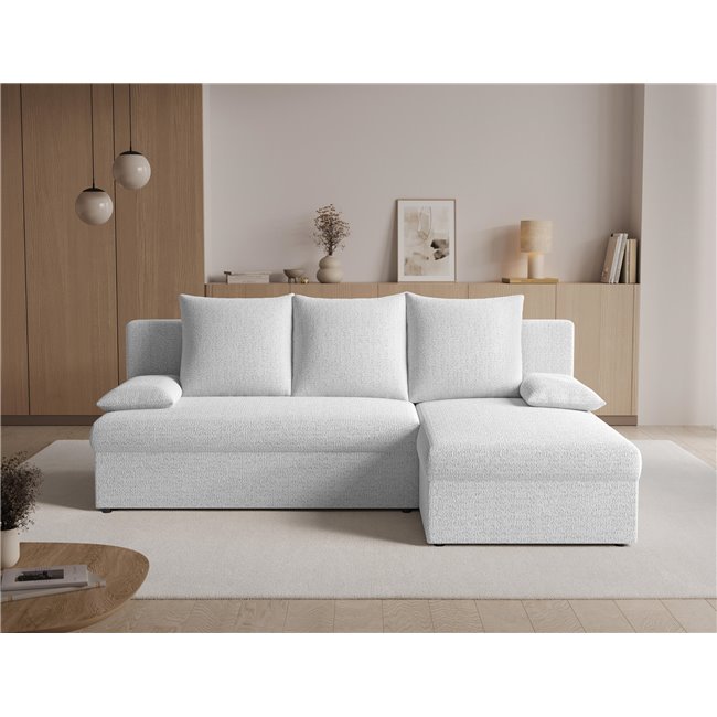 Угловой диван Elgino L/R Reversible, раздвижной, Royal 01, букле, белый, H90x201x143cm