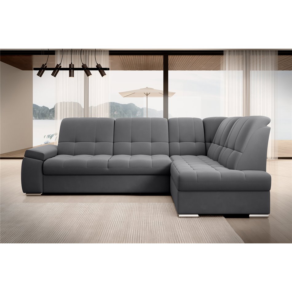 Угловой диван Elsado R, раздвижной, Sola 06, темно-серый, H95x272x192cm