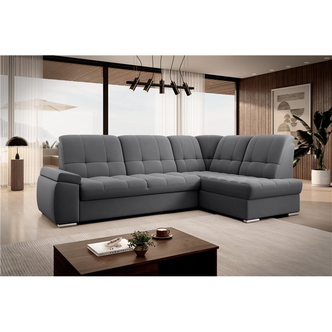 Угловой диван Elsado R, раздвижной, Sola 06, темно-серый, H95x272x192cm