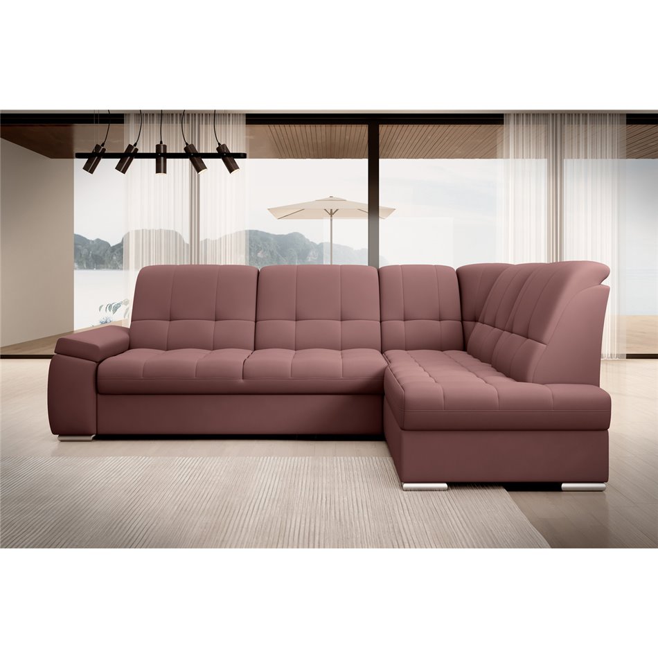 Угловой диван Elsado R, раздвижной, Velvetmat 24, бархат, розовый, H95x272x192cm