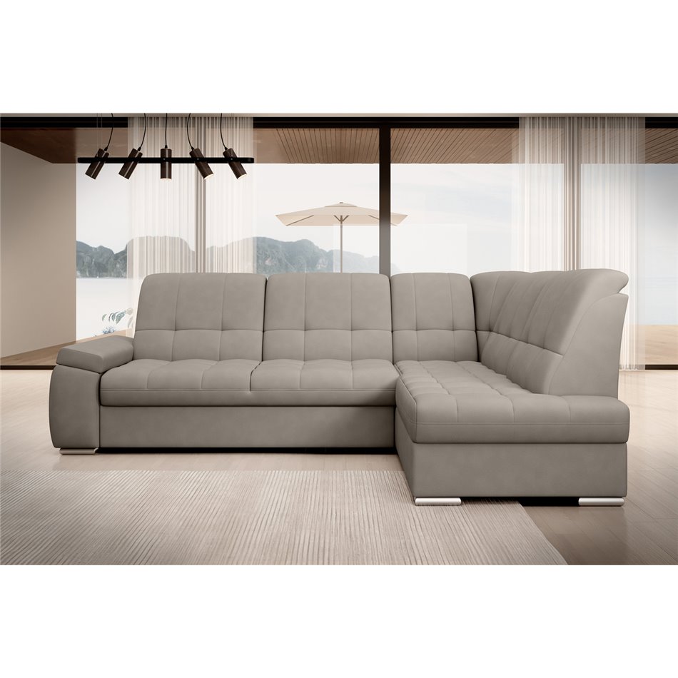 Угловой диван Elsado R, раздвижной, Poco 07, серый, H95x272x192cm