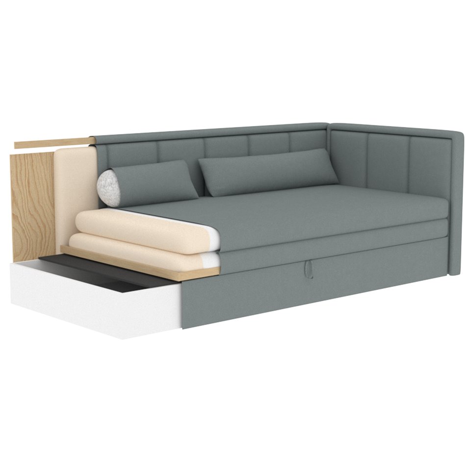Sofa bed Elfulgeo L, sleeping function, Poco 40, Poco 04, dark blue, H77x214x82cm