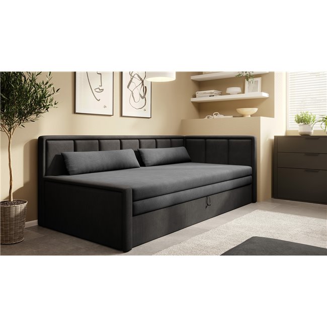 Sofa bed Elfulgeo R, sleeping function, Poco 04, Poco 10, grey, H77x214x82cm