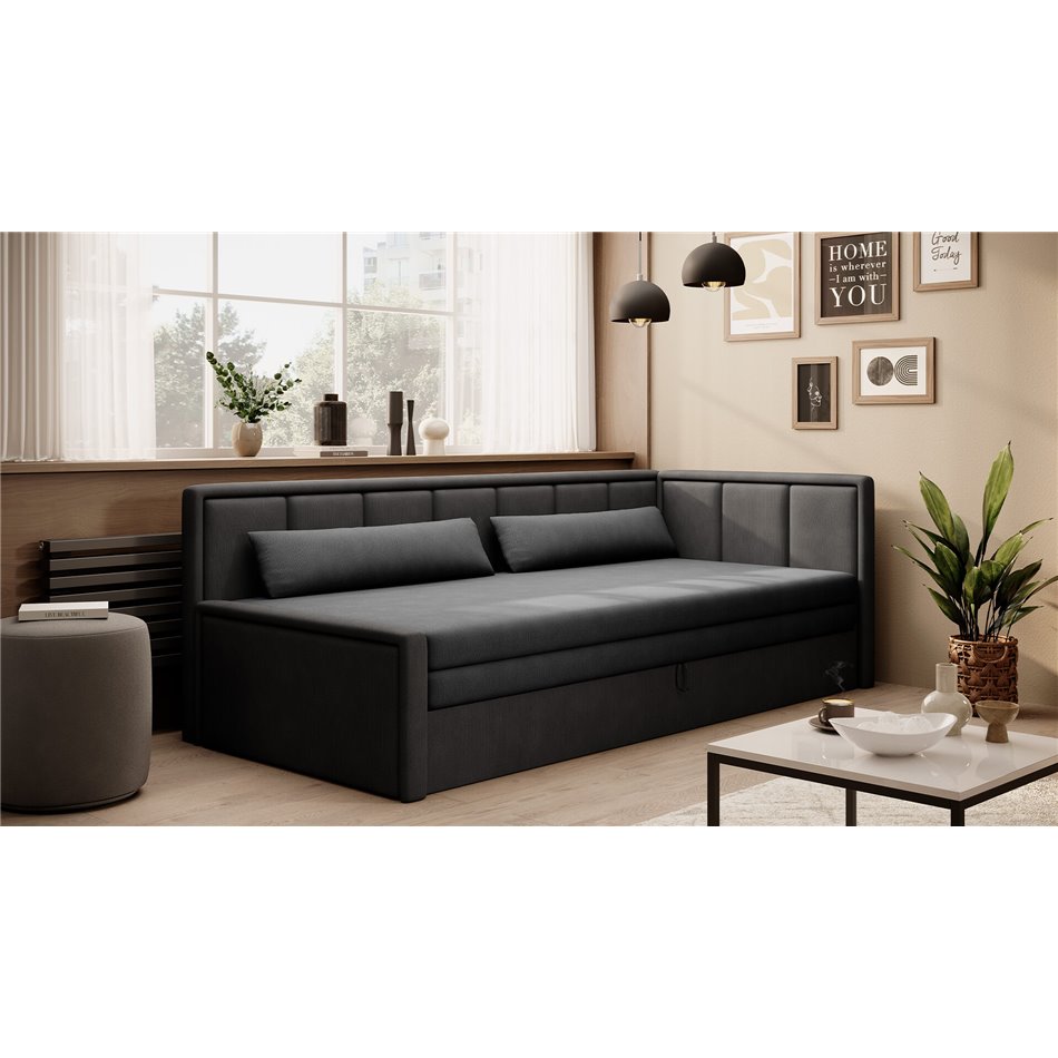Sofa bed Elfulgeo R, sleeping function, Poco 04, Poco 10, grey, H77x214x82cm