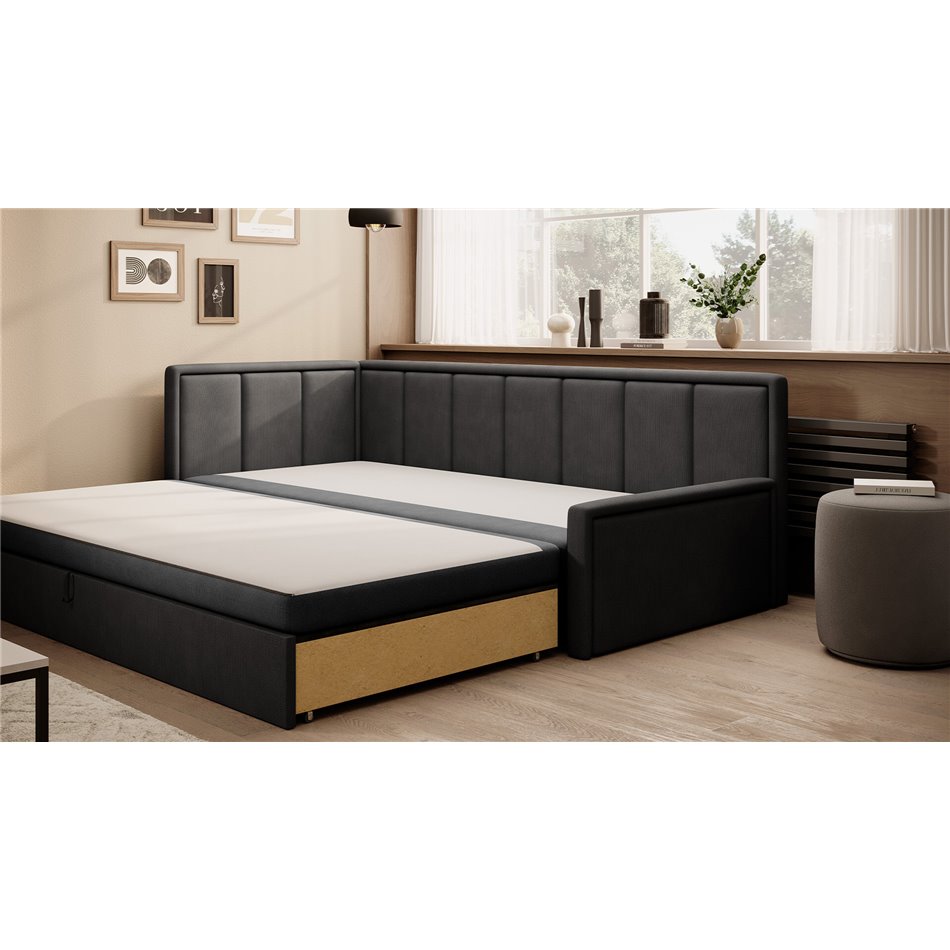 Sofa bed Elfulgeo L, sleeping function, Poco 04, Poco 10, grey, H77x214x82cm