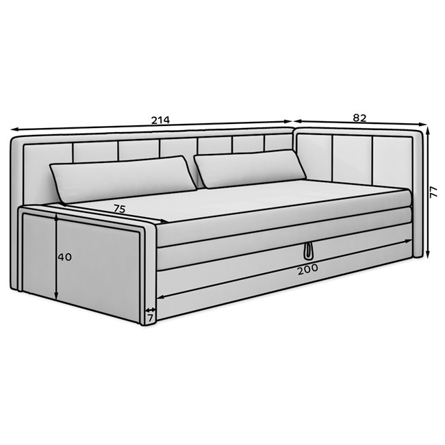 Sofa bed Elfulgeo L, sleeping function, Poco 04, Poco 10, grey, H77x214x82cm