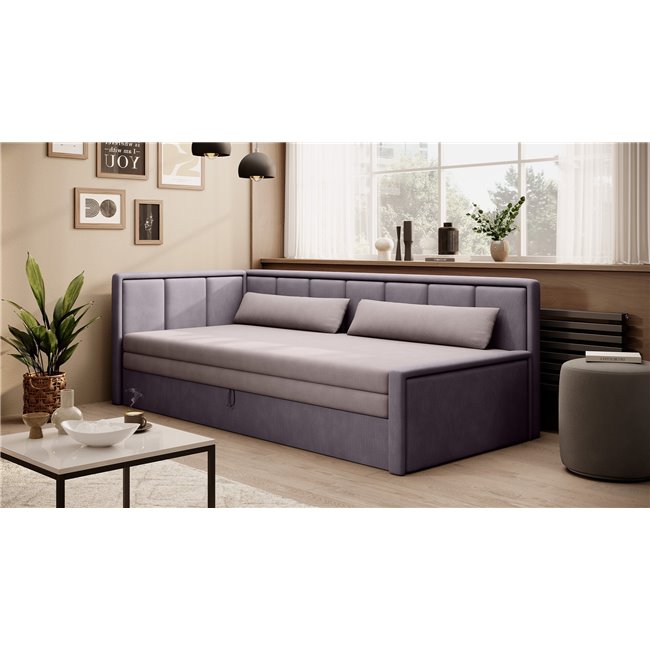 Sofa bed Elfulgeo L, sleeping function, Poco 101, Poco 41, pink, H77x214x82cm