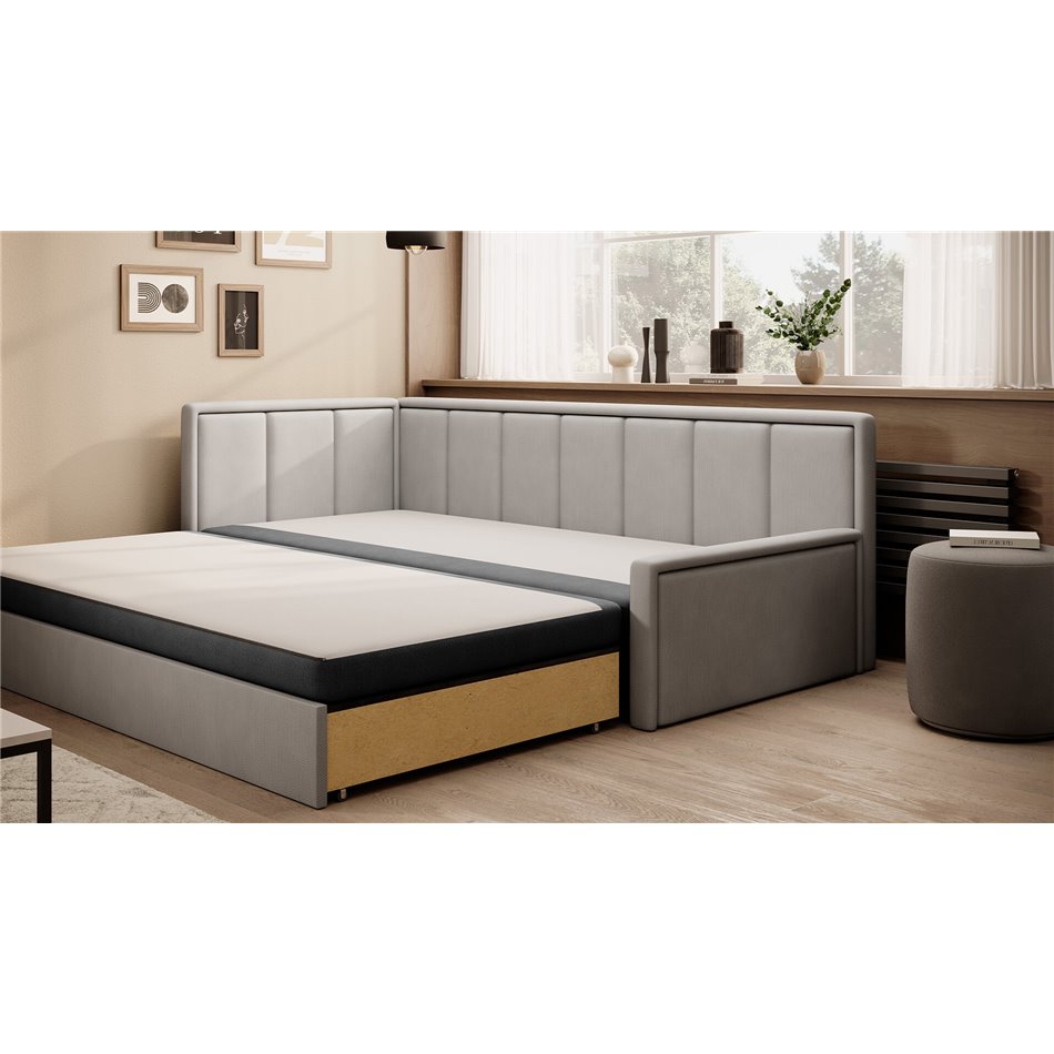 Sofa bed Elfulgeo L, sleeping function, Poco 04, Poco 03, grey, H77x214x82cm